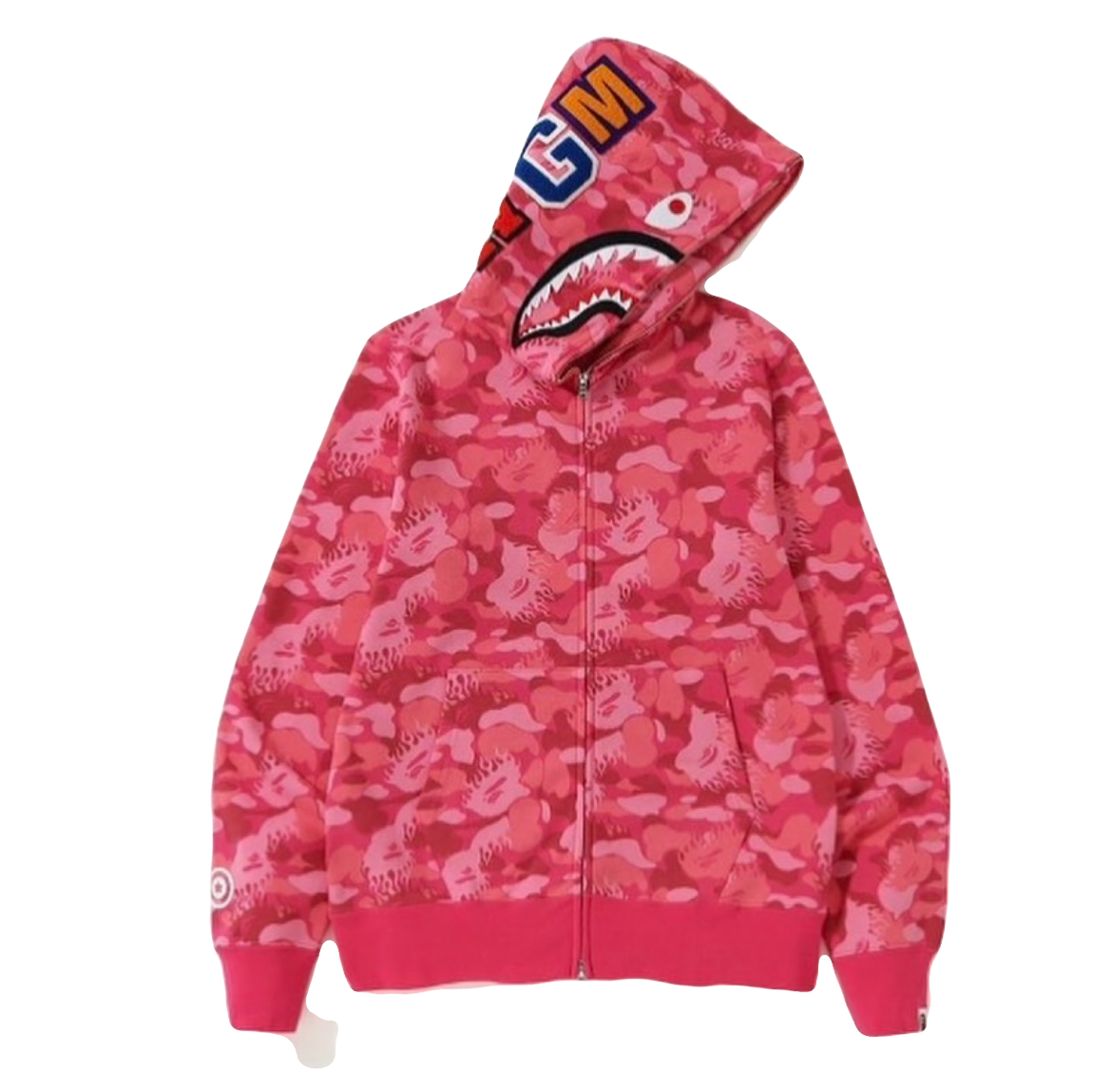 Bape fire camo shark full zip hoodie image 0